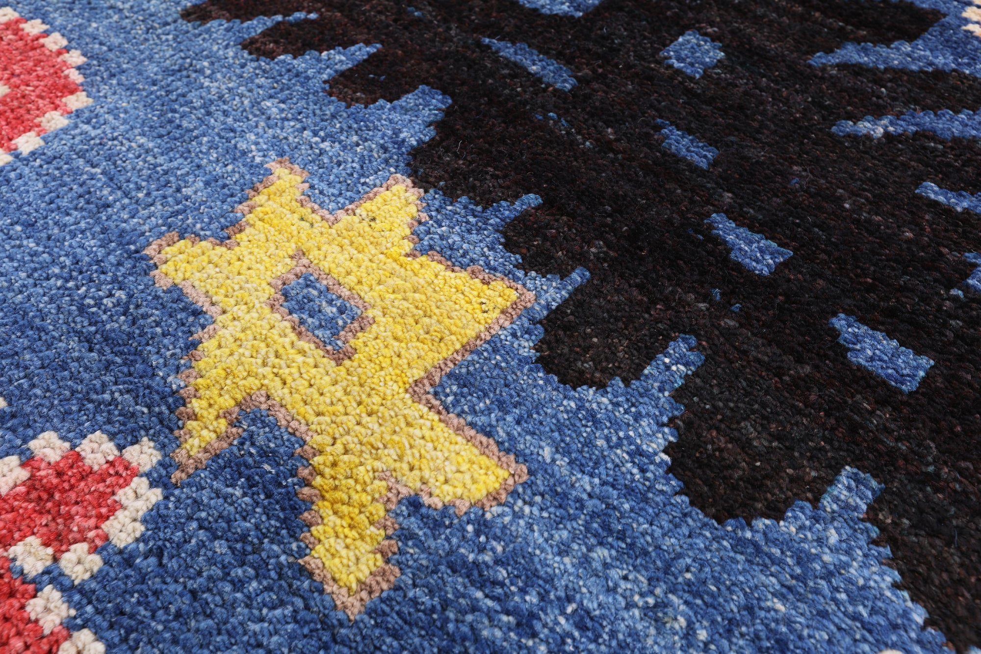 Blue Ikat Hand Knotted Wool Area Rug - 8' 2" X 10' 0" - Golden Nile