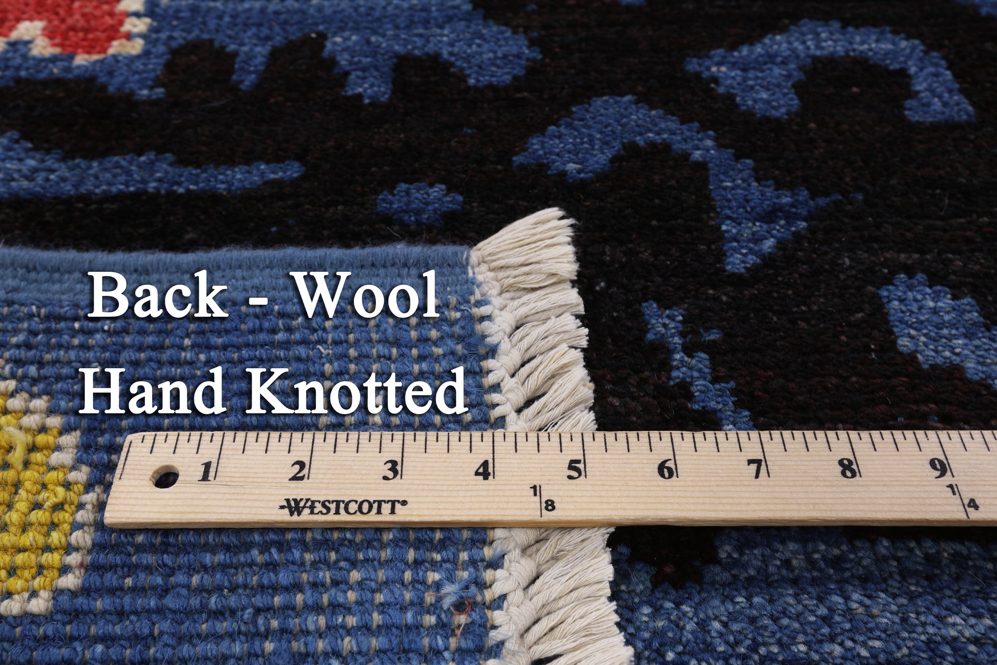 Blue Ikat Hand Knotted Wool Area Rug - 8' 2" X 10' 0" - Golden Nile