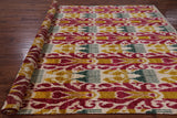 Ikat Hand Knotted Wool Area Rug - 7' 10" X 10' 5" - Golden Nile