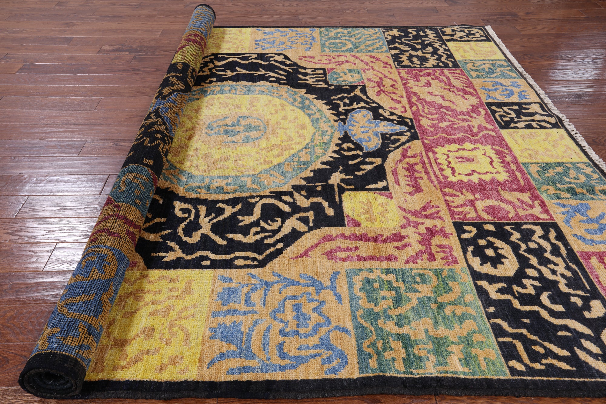 Persian Gabbeh Hand Knotted Wool Rug - 8' 4" X 9' 9" - Golden Nile