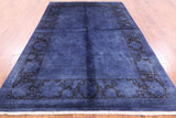 Blue Full Pile Overdyed Handmade Area Rug - 6' 0" X 9' 2" - Golden Nile