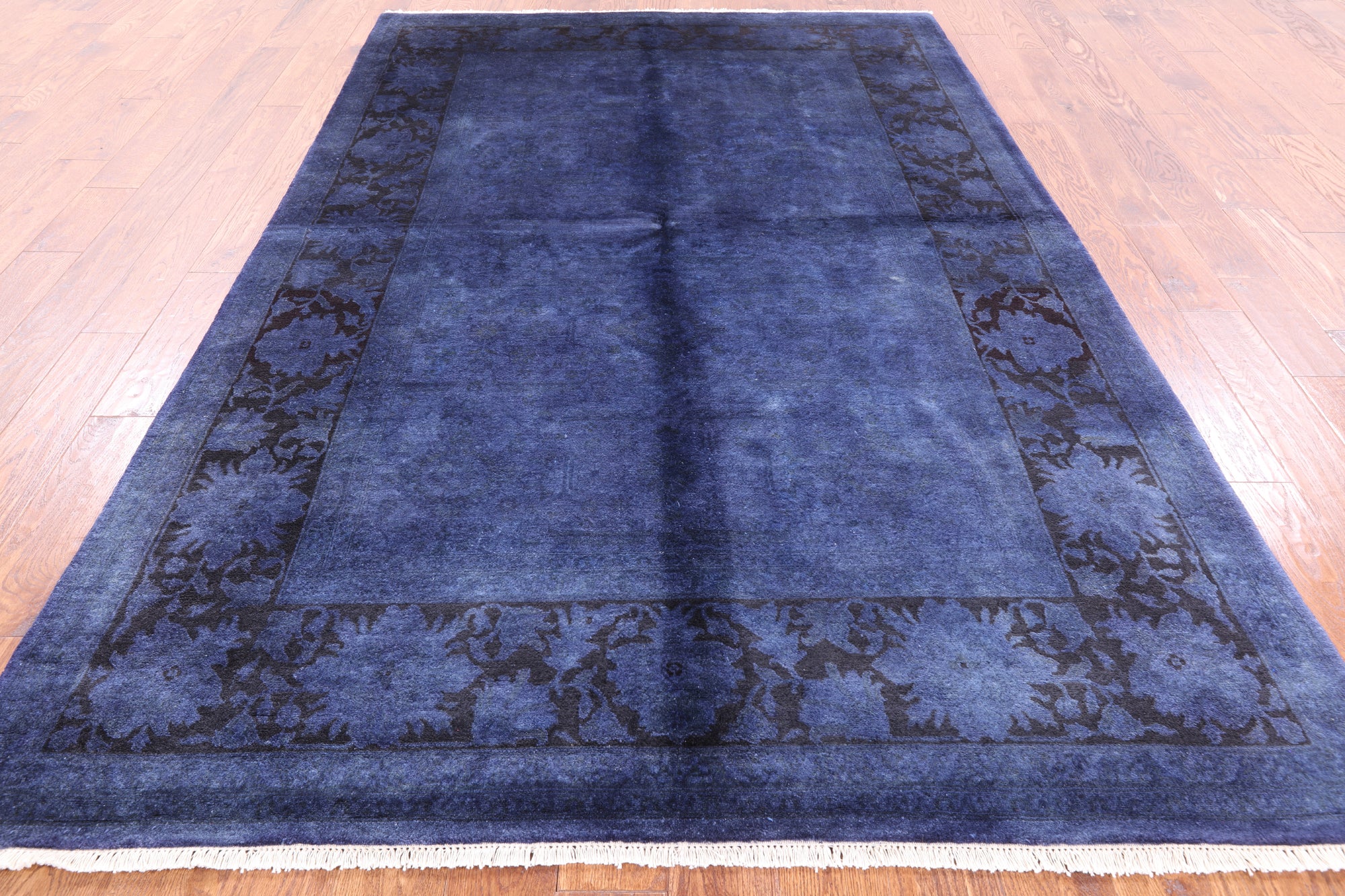 Blue Full Pile Overdyed Handmade Area Rug - 6' 0" X 9' 2" - Golden Nile