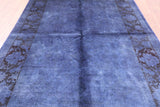 Blue Full Pile Overdyed Handmade Area Rug - 6' 0" X 9' 2" - Golden Nile