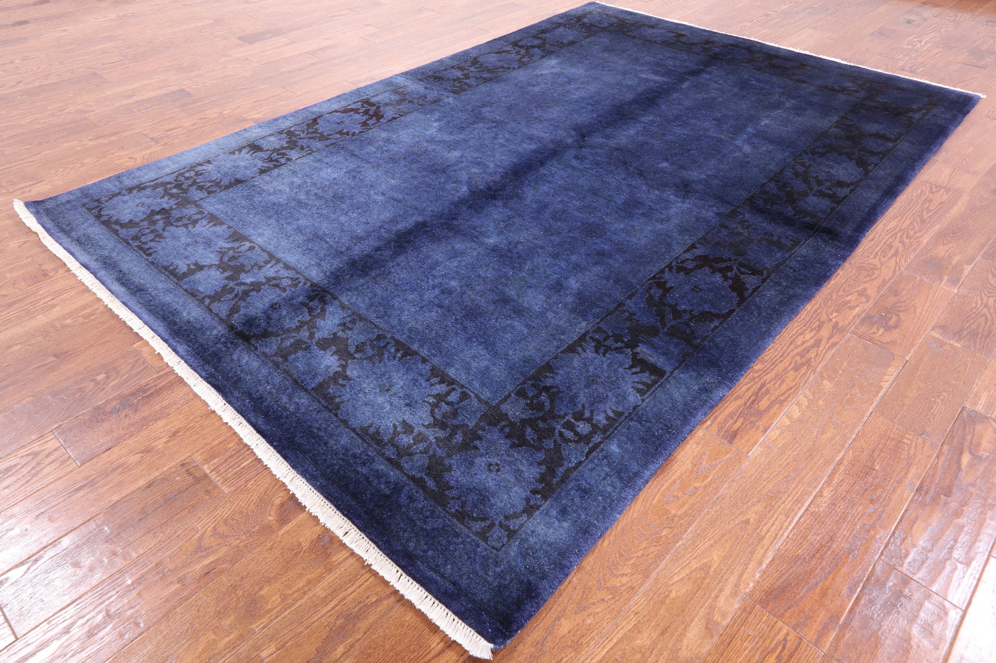 Blue Full Pile Overdyed Handmade Area Rug - 6' 0" X 9' 2" - Golden Nile