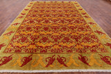 Red William Morris Hand Knotted Wool Area Rug - 9' 0" X 12' 7" - Golden Nile