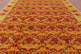 Red William Morris Hand Knotted Wool Area Rug - 9' 0" X 12' 7" - Golden Nile