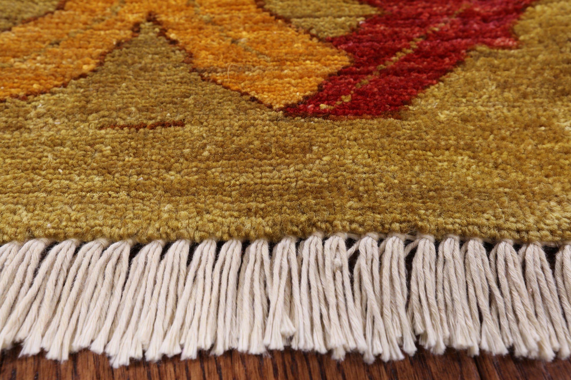 Red William Morris Hand Knotted Wool Area Rug - 9' 0" X 12' 7" - Golden Nile