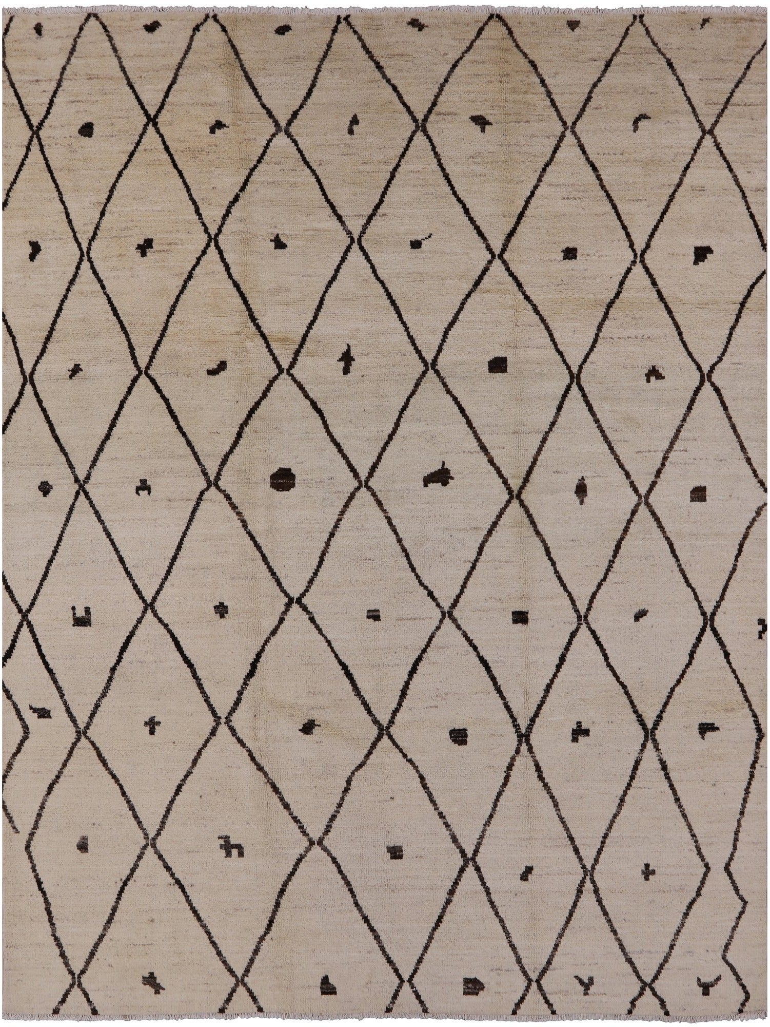 Ivory Moroccan Handmade Wool Rug - 7' 10" X 10' 2" - Golden Nile