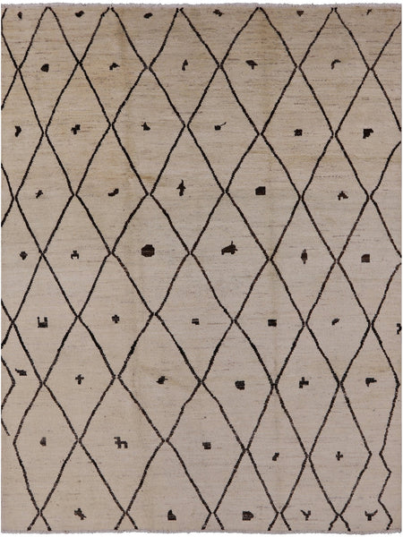 Ivory Moroccan Handmade Wool Rug - 7' 10" X 10' 2" - Golden Nile