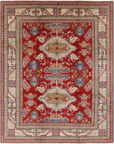Red Kazak Hand Knotted Rug - 8' 2