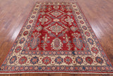 Red Kazak Hand Knotted Rug - 6' 6" X 10' 5" - Golden Nile