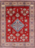 Red Geometric Hand Knotted Area Rug - 8' 2" X 10' 10" - Golden Nile