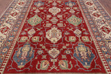 Red Kazak Hand Knotted Wool Area Rug - 8' 4" X 11' 9" - Golden Nile