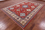 Red Kazak Hand Knotted Wool Rug - 8' 4" X 11' 0" - Golden Nile