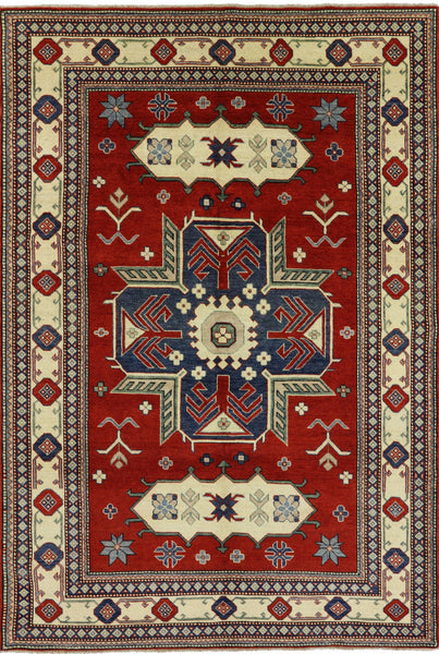 6 X 9 Geometric Super Kazak Area Rug - Golden Nile