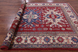 Red Kazak Handmade Rug - 7' 7" X 10' 8" - Golden Nile