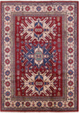 Red Kazak Handmade Rug - 7' 7" X 10' 8" - Golden Nile