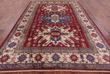 Red Kazak Handmade Rug - 7' 7" X 10' 8" - Golden Nile