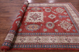 Red Kazak Handmade Wool Rug - 7' 10" X 11' 3" - Golden Nile