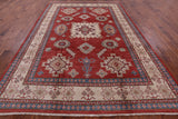 Red Kazak Handmade Wool Rug - 7' 10" X 11' 3" - Golden Nile