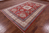 Red Kazak Handmade Wool Rug - 7' 10" X 11' 3" - Golden Nile