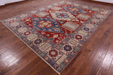 Traditional Kazak Hand Knotted Wool Rug - 9' 6" X 12' 2" - Golden Nile