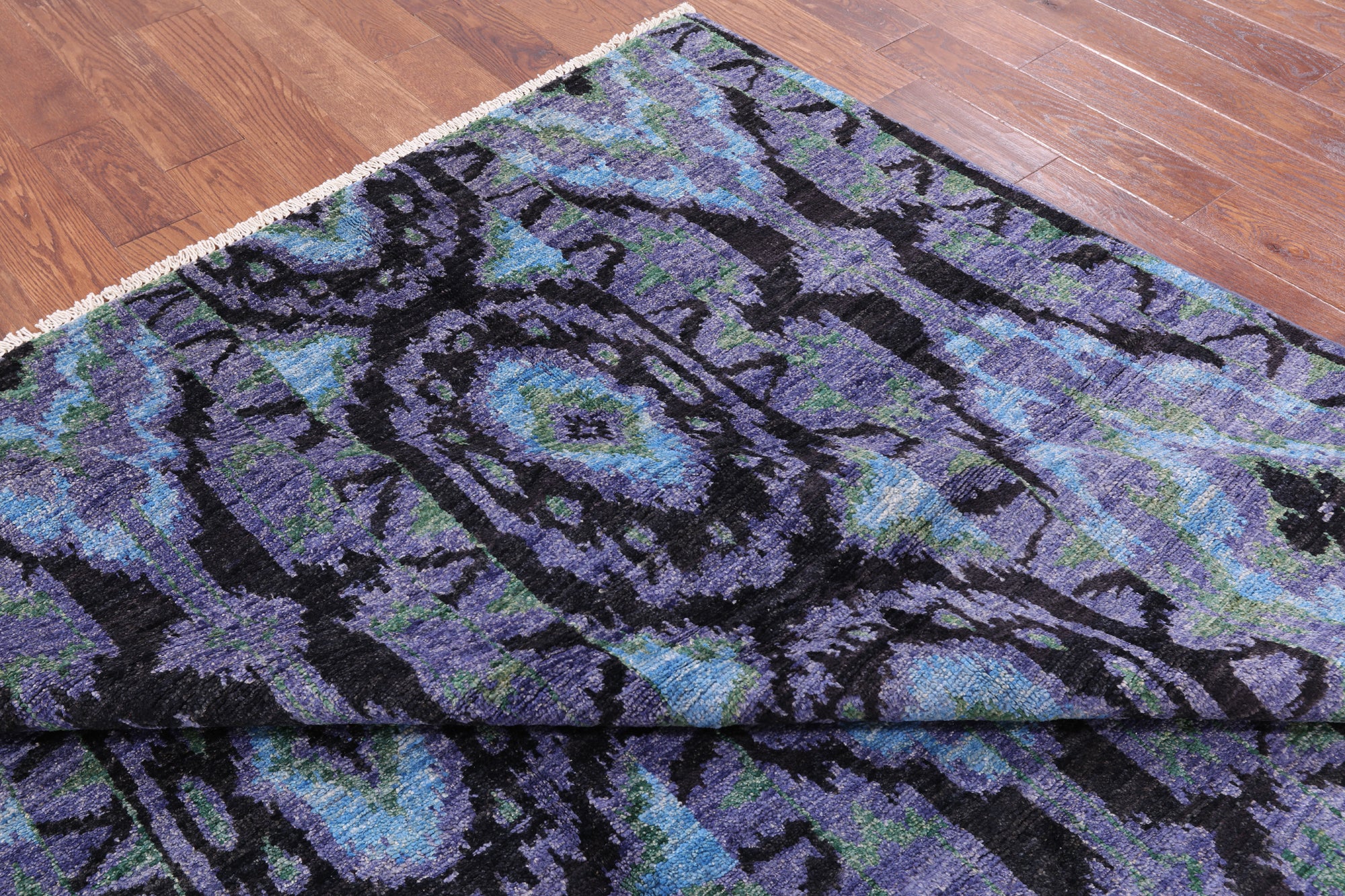 Ikat Hand Knotted Wool Rug - 7' 10" X 10' 4" - Golden Nile