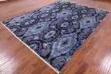 Ikat Hand Knotted Wool Rug - 7' 10" X 10' 4" - Golden Nile