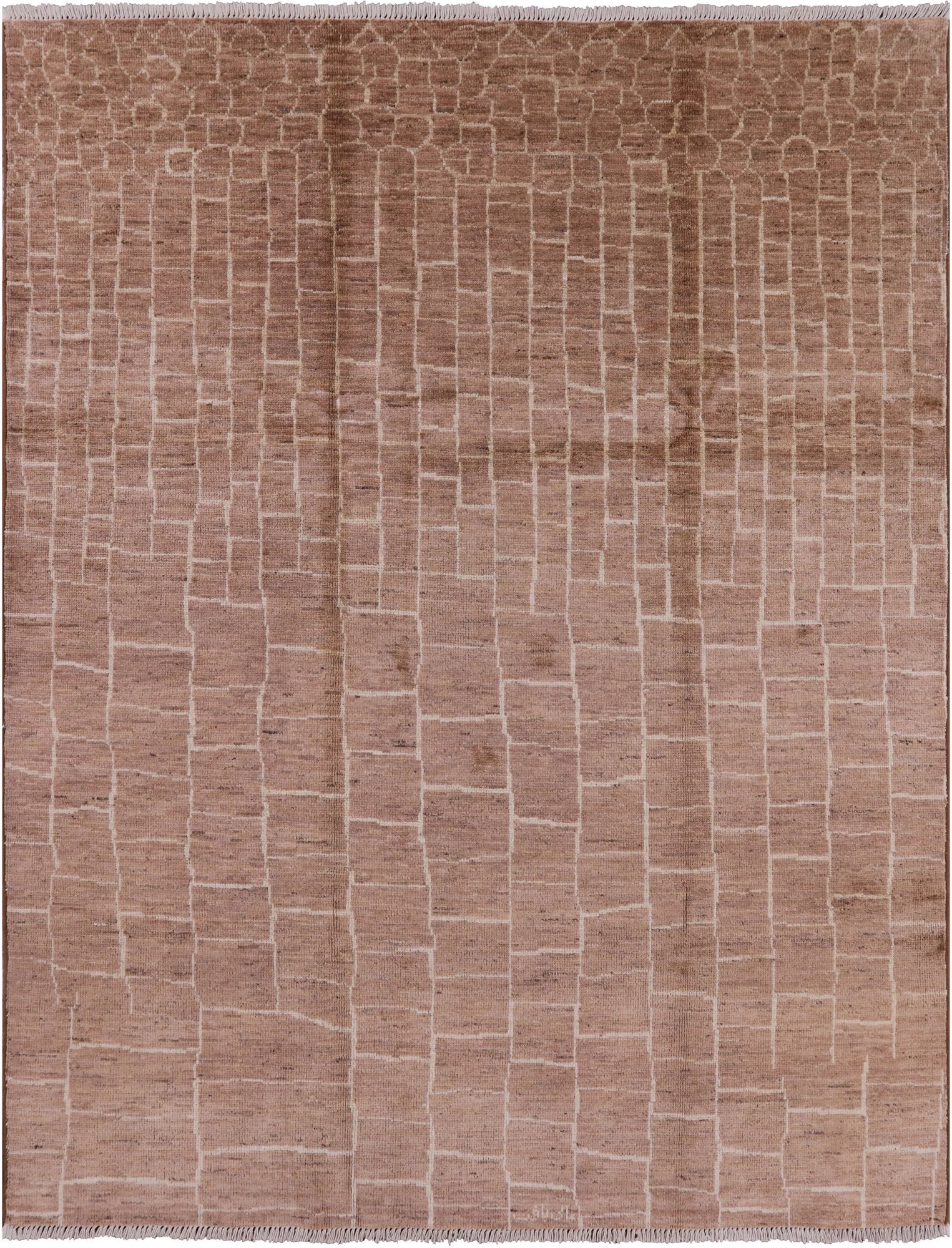 Brown Moroccan Handmade Area Rug - 7' 9" X 9' 10" - Golden Nile