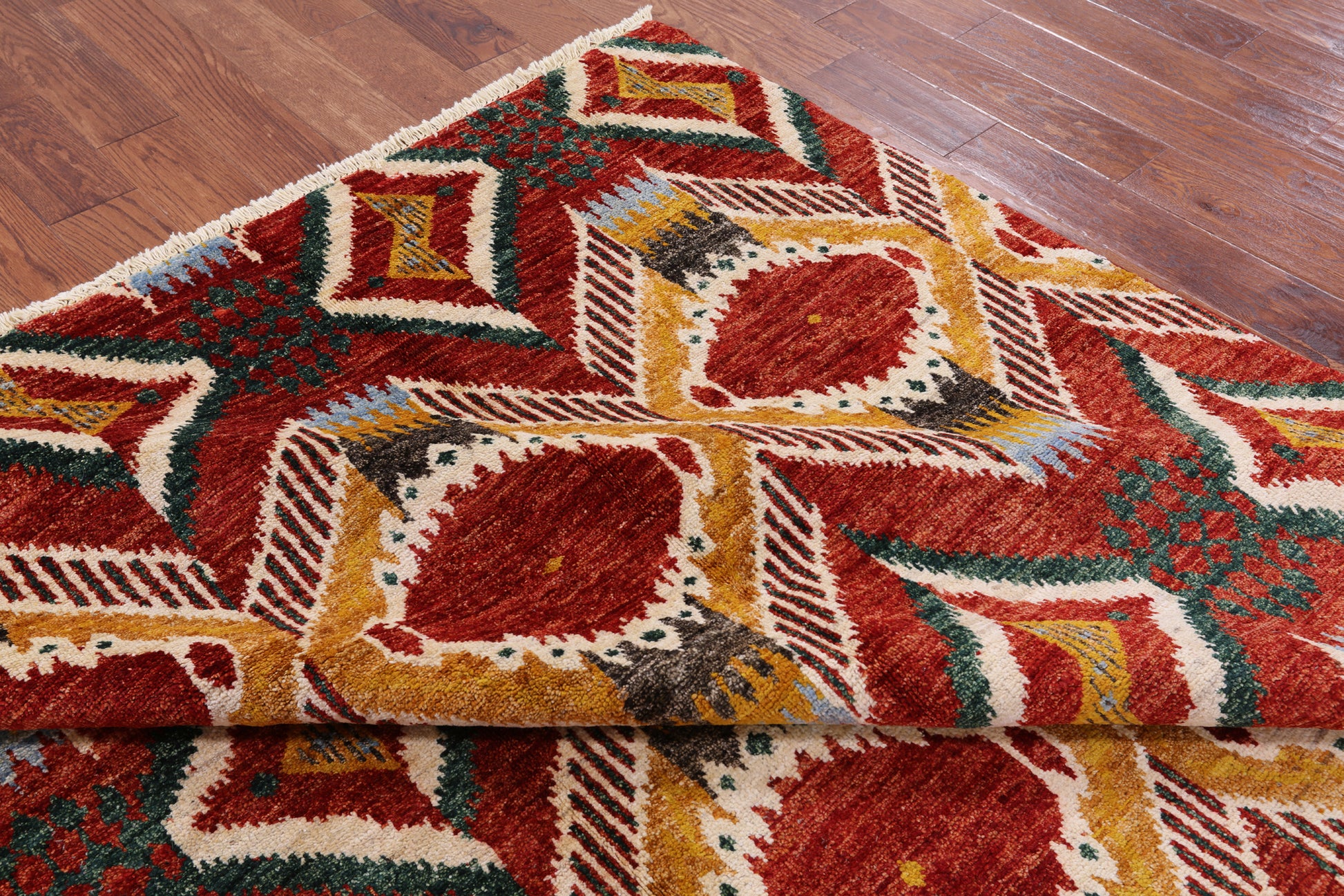 Ikat Handmade Wool Rug - 7' 10" X 9' 10" - Golden Nile