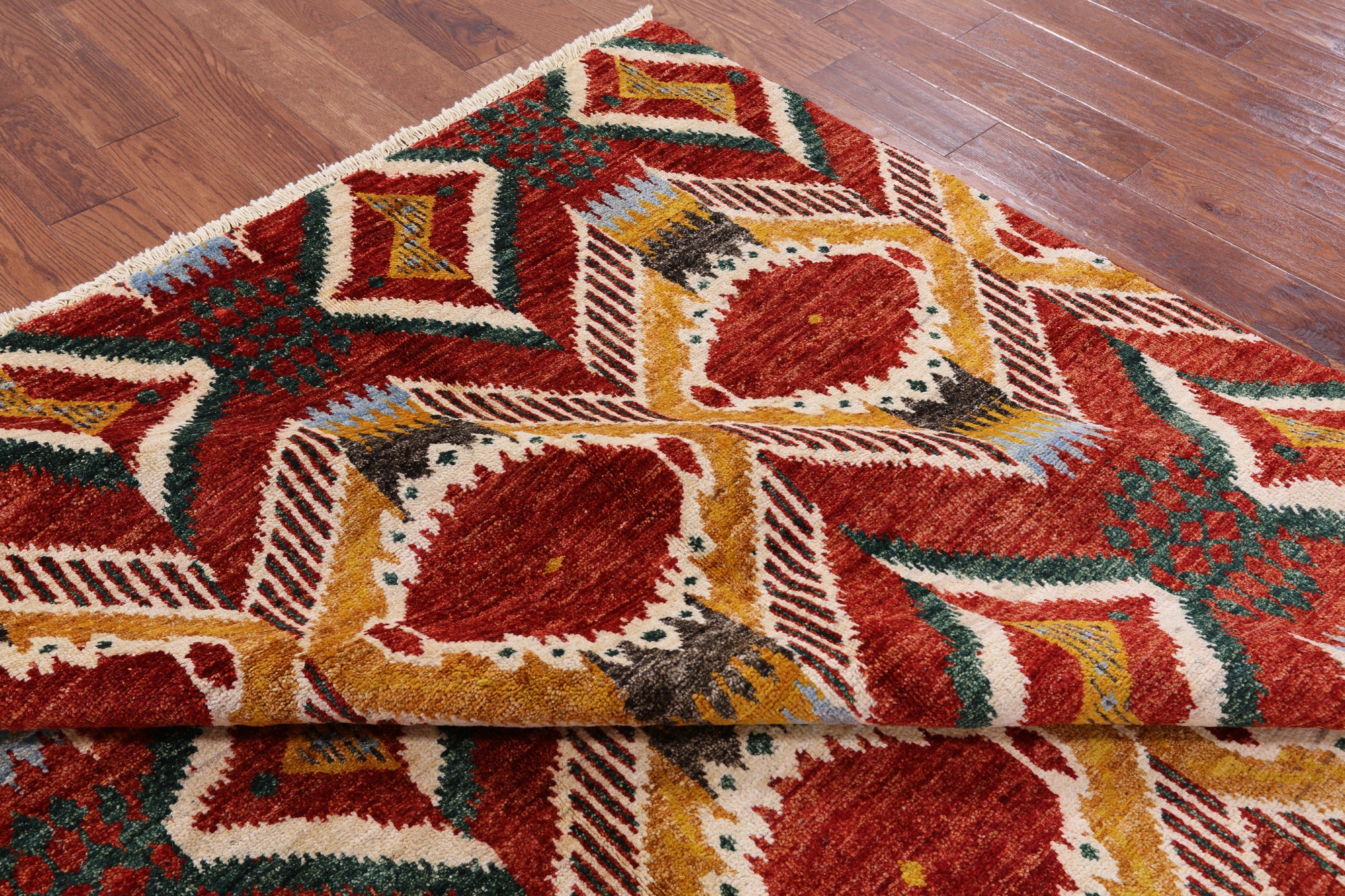 Ikat Handmade Wool Rug - 7' 10" X 9' 10" - Golden Nile