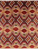 Ikat Handmade Wool Rug - 7' 10" X 9' 10" - Golden Nile
