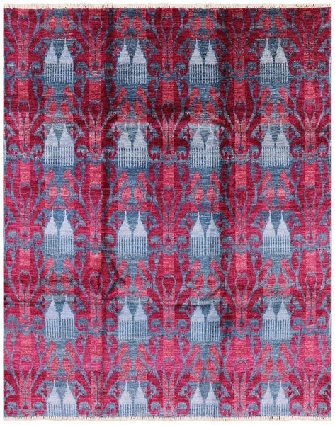 Ikat Hand Knotted Area Rug - 7' 10" X 9' 10" - Golden Nile