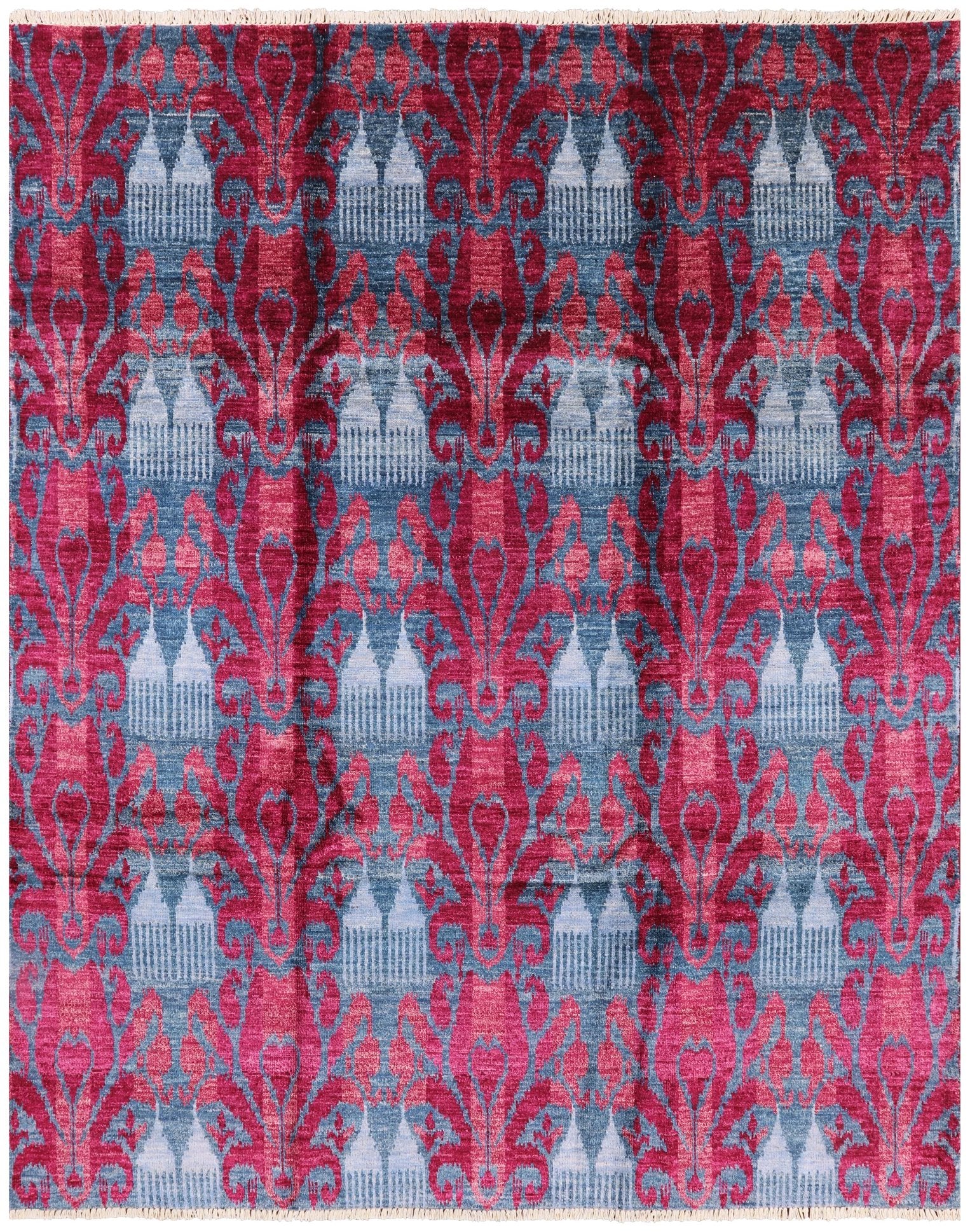 Ikat Hand Knotted Area Rug - 7' 10" X 9' 10" - Golden Nile