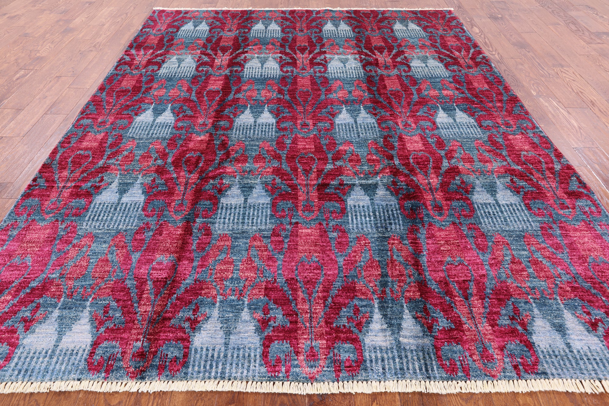Ikat Hand Knotted Area Rug - 7' 10" X 9' 10" - Golden Nile