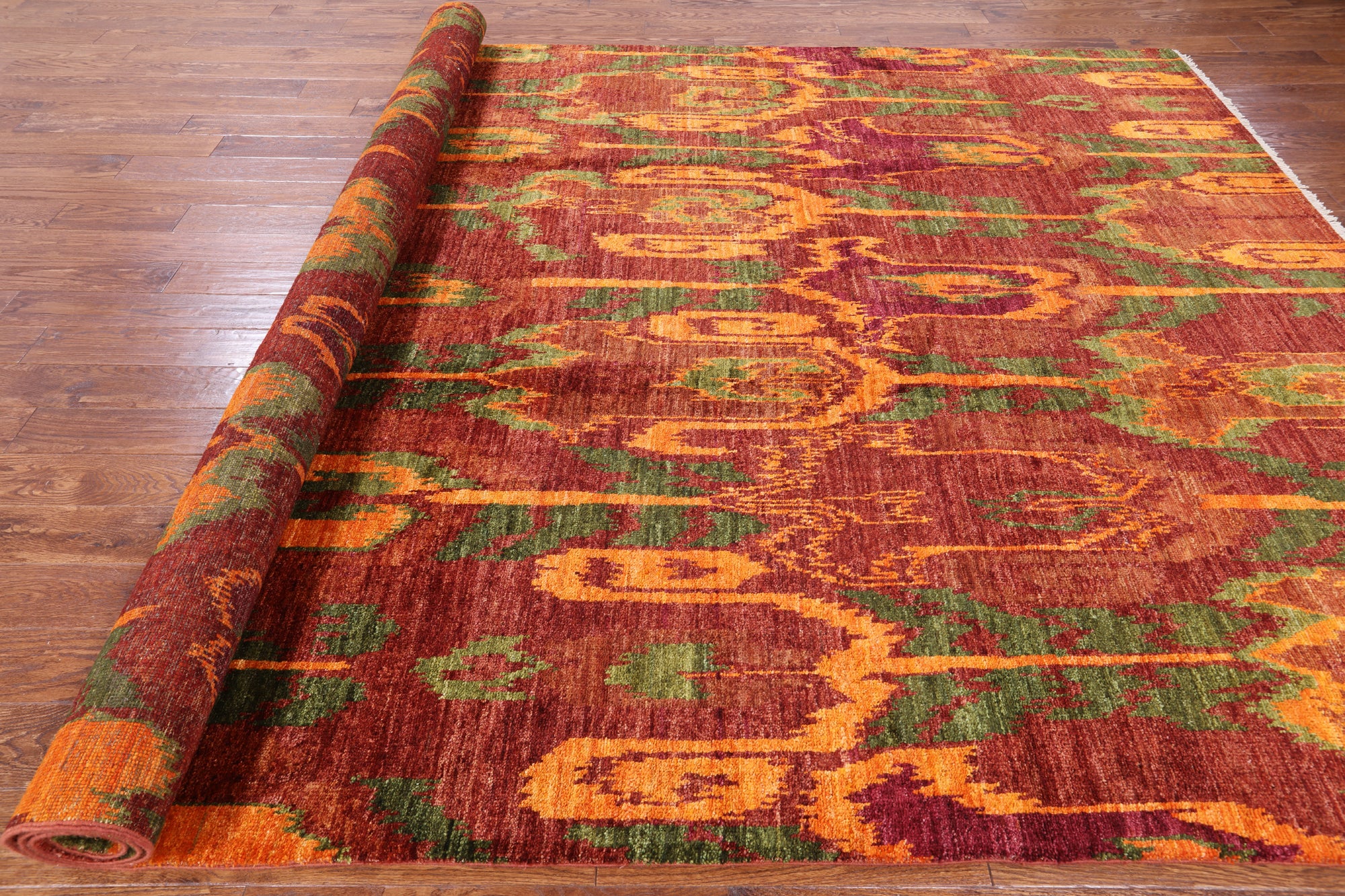 Ikat Handmade Wool Rug - 8' 10" X 12' 3" - Golden Nile