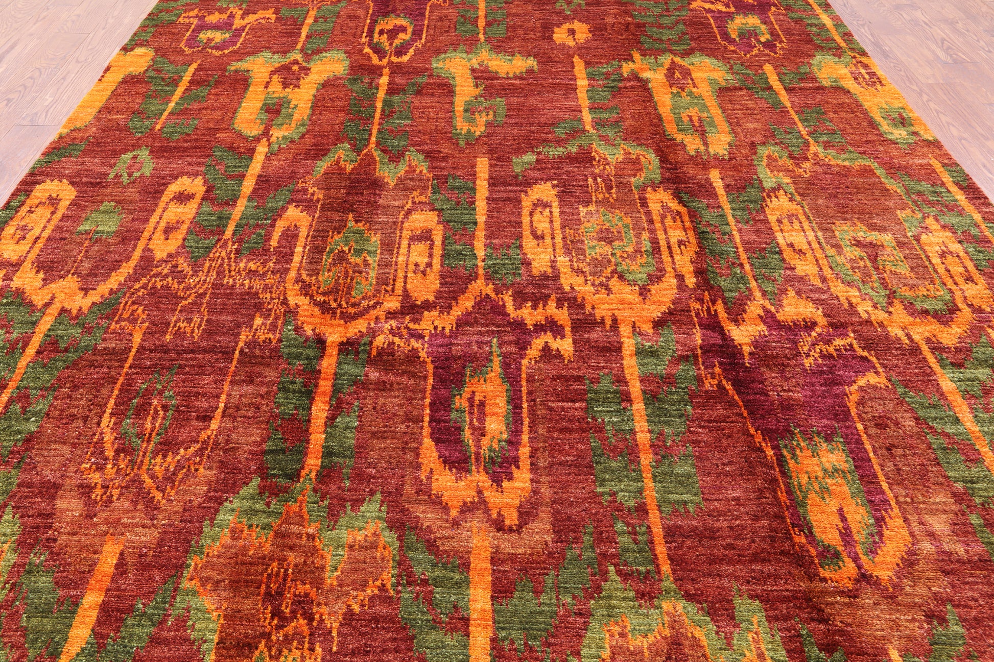 Ikat Handmade Wool Rug - 8' 10" X 12' 3" - Golden Nile