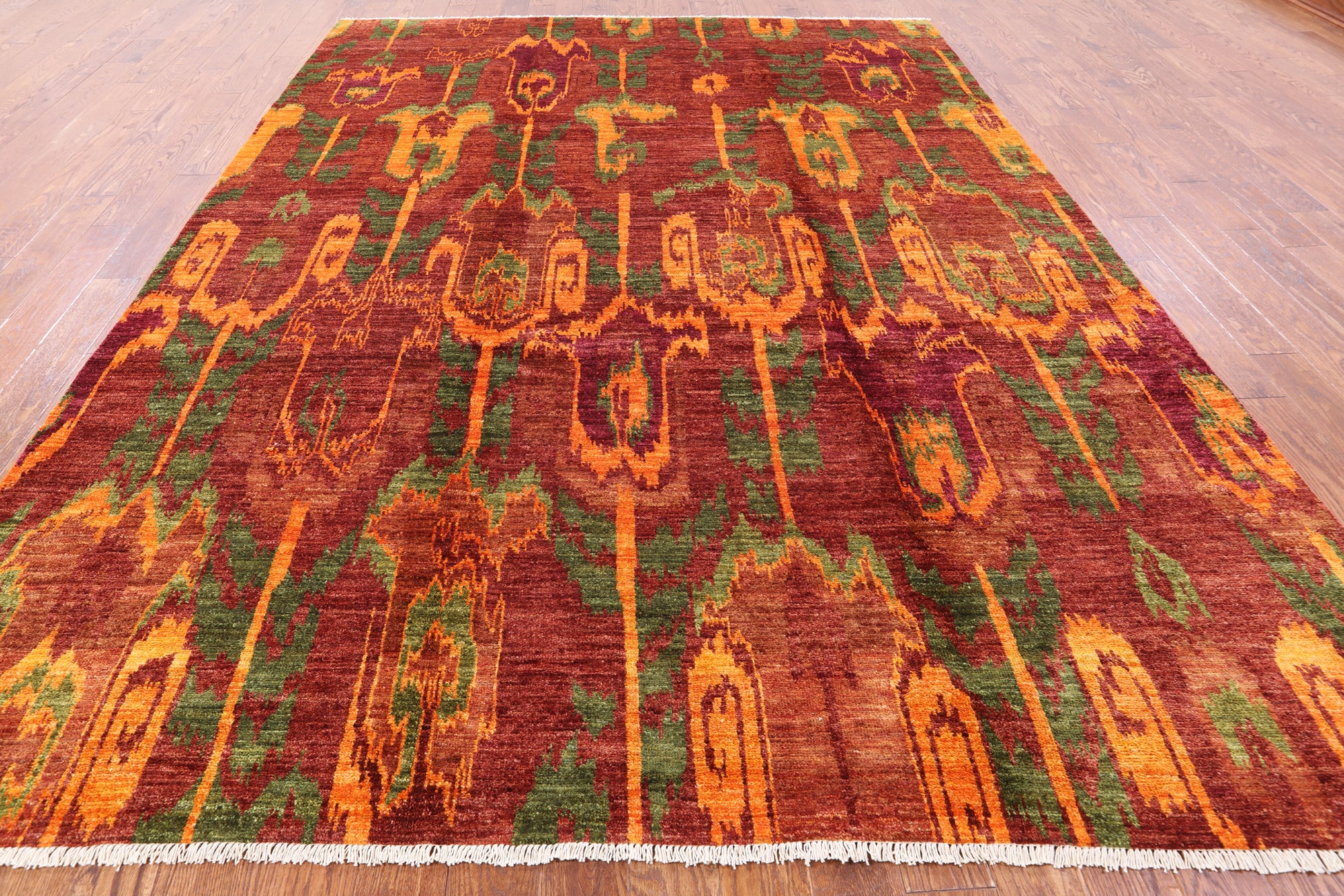 Ikat Handmade Wool Rug - 8' 10" X 12' 3" - Golden Nile