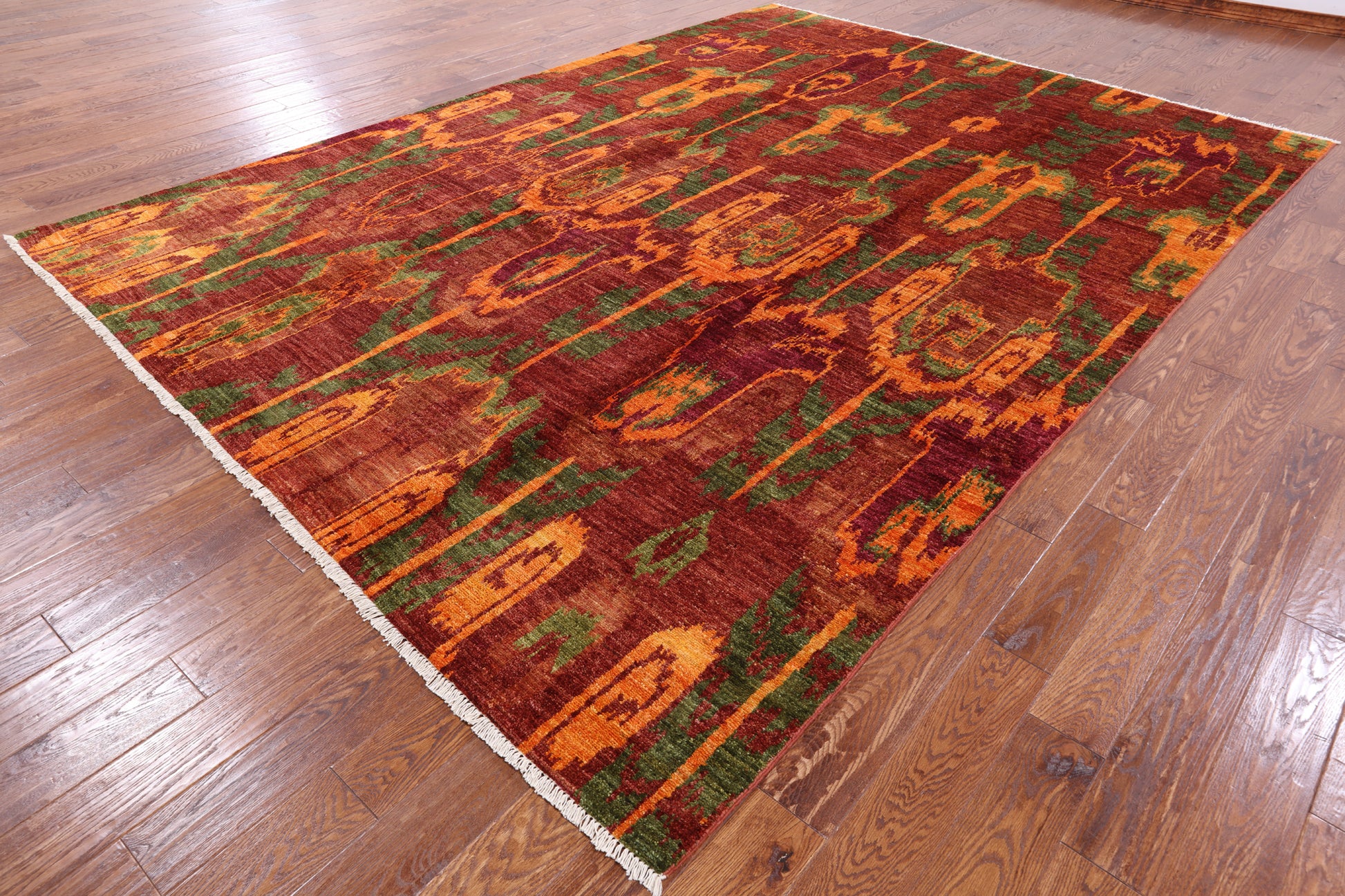 Ikat Handmade Wool Rug - 8' 10" X 12' 3" - Golden Nile