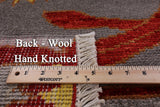 Grey Ikat Handmade Wool Area Rug - 7' 10" X 9' 10" - Golden Nile