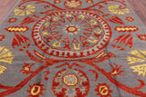 Grey Ikat Handmade Wool Area Rug - 7' 10" X 9' 10" - Golden Nile