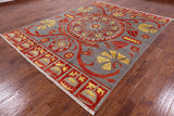 Grey Ikat Handmade Wool Area Rug - 7' 10" X 9' 10" - Golden Nile