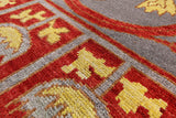 Grey Ikat Handmade Wool Area Rug - 7' 10" X 9' 10" - Golden Nile