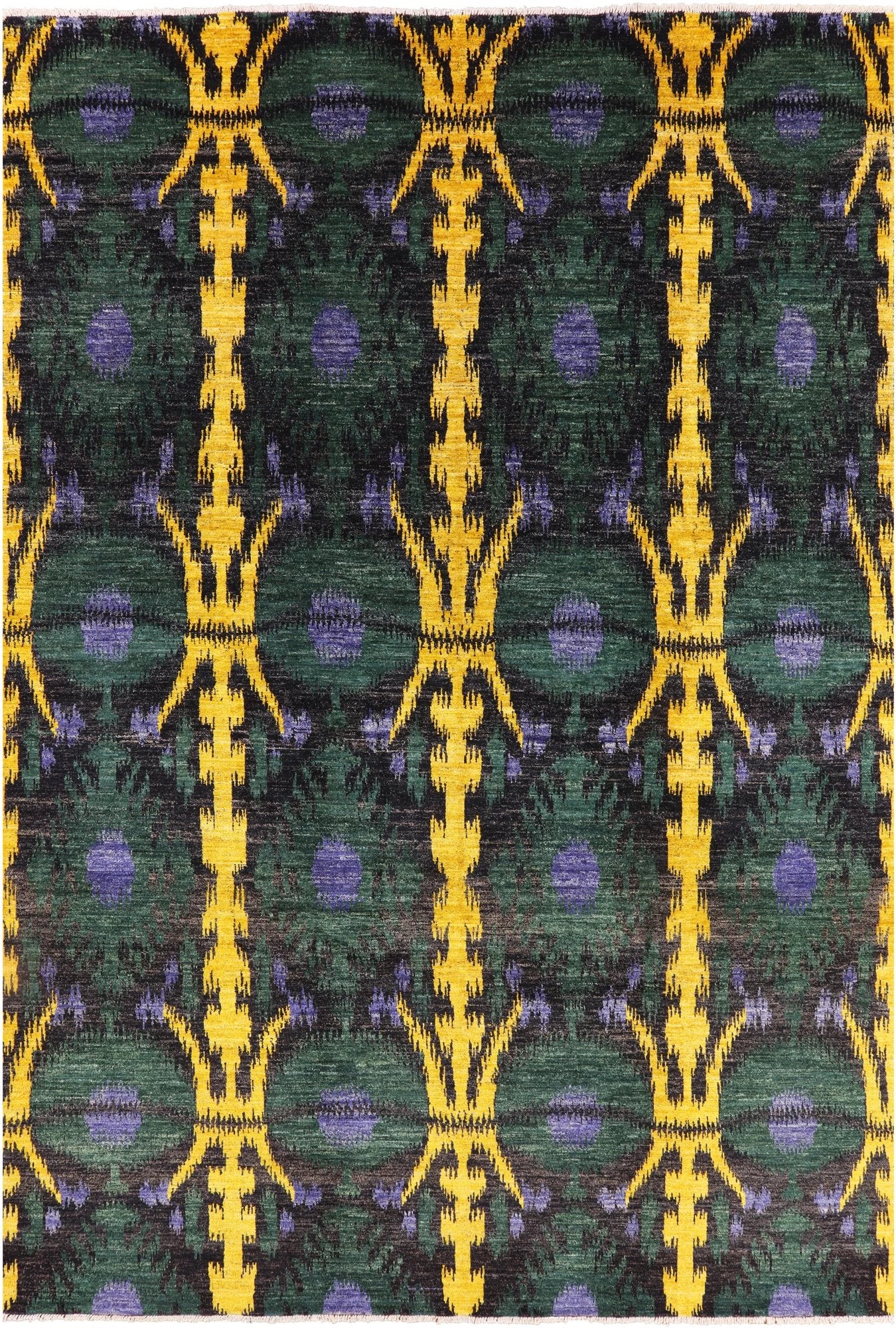 Ikat Hand Knotted Wool Area Rug - 10' 1" X 14' 8" - Golden Nile