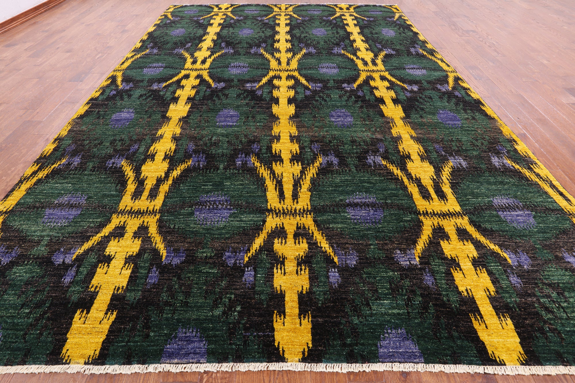 Ikat Hand Knotted Wool Area Rug - 10' 1" X 14' 8" - Golden Nile