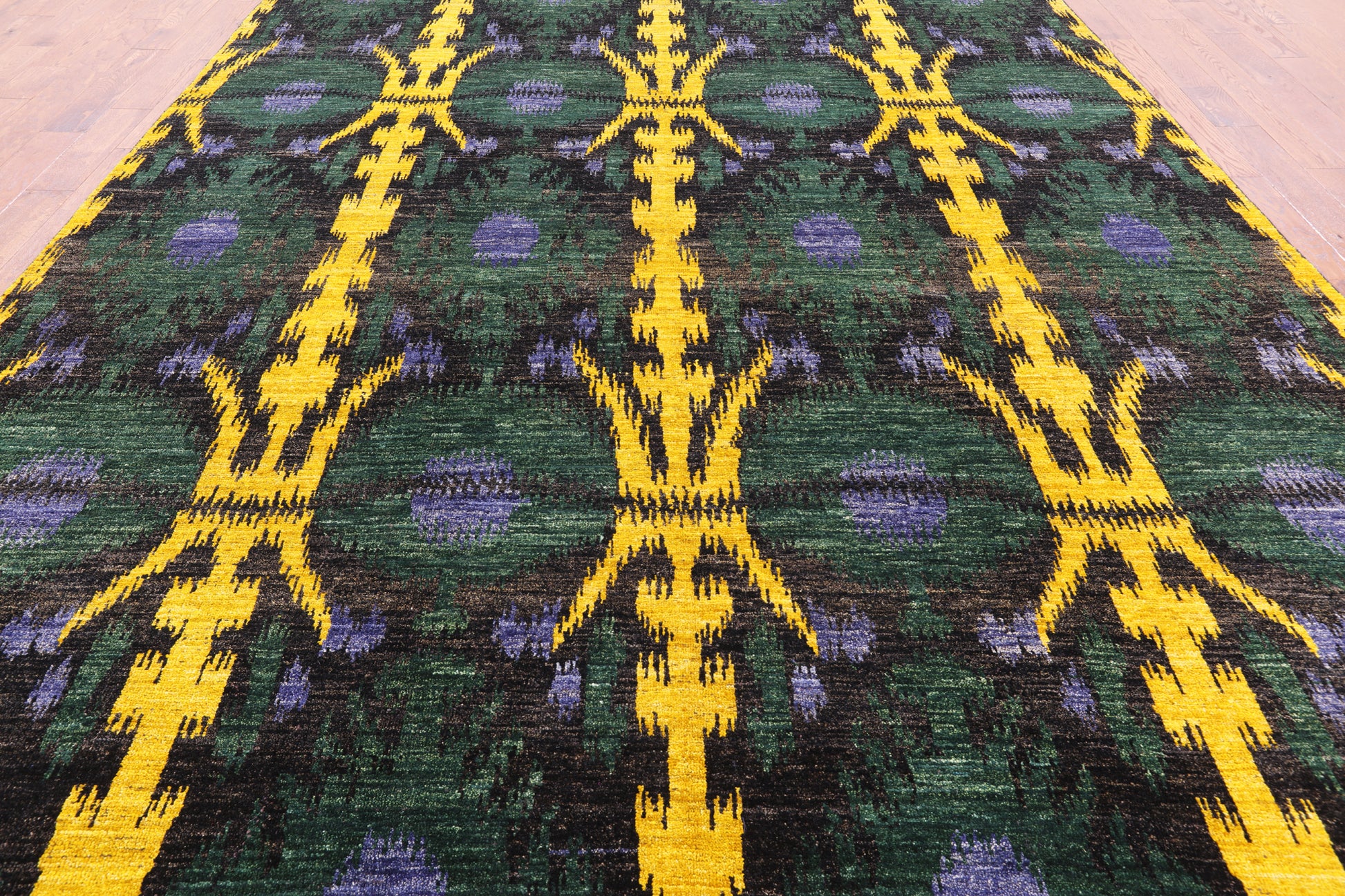 Ikat Hand Knotted Wool Area Rug - 10' 1" X 14' 8" - Golden Nile