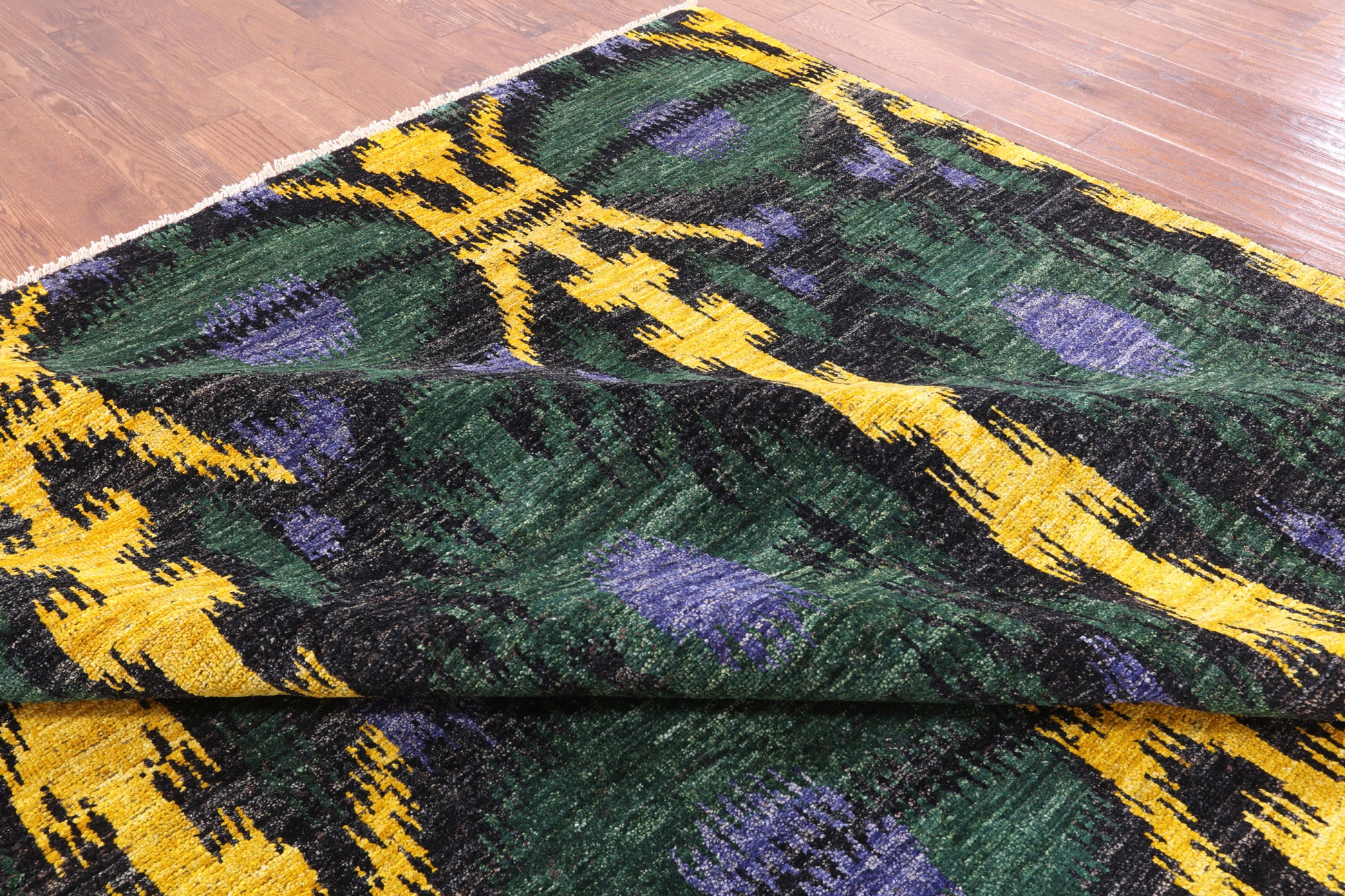 Ikat Hand Knotted Wool Area Rug - 10' 1" X 14' 8" - Golden Nile