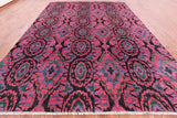 Pink Ikat Hand Knotted Wool Rug - 10' 0" X 13' 10" - Golden Nile
