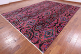 Pink Ikat Hand Knotted Wool Rug - 10' 0" X 13' 10" - Golden Nile