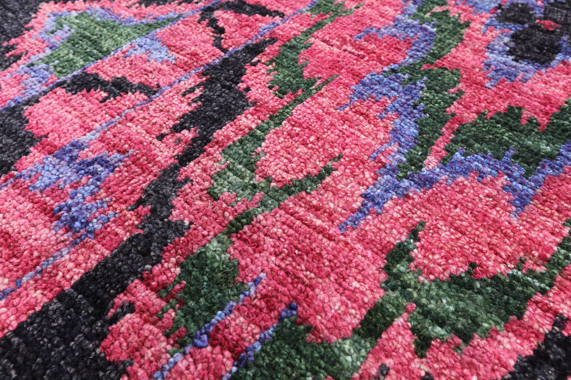 Pink Ikat Hand Knotted Wool Rug - 10' 0" X 13' 10" - Golden Nile